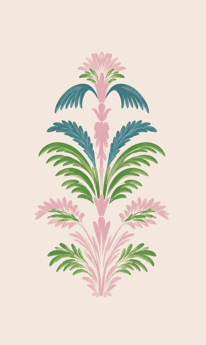 Bellagio Blush Linen Palm Fan Study - Tapestry