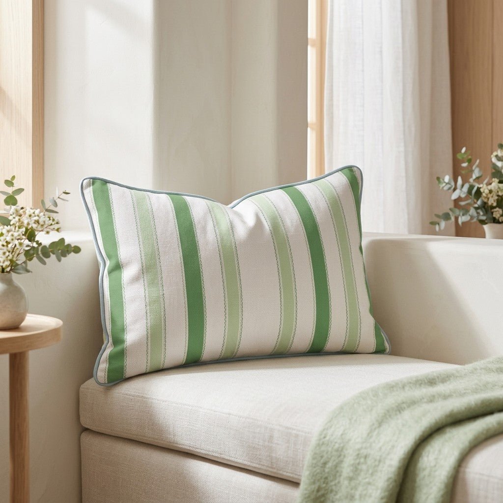 Bellagio Blush Mint Stripes Throw Pillow