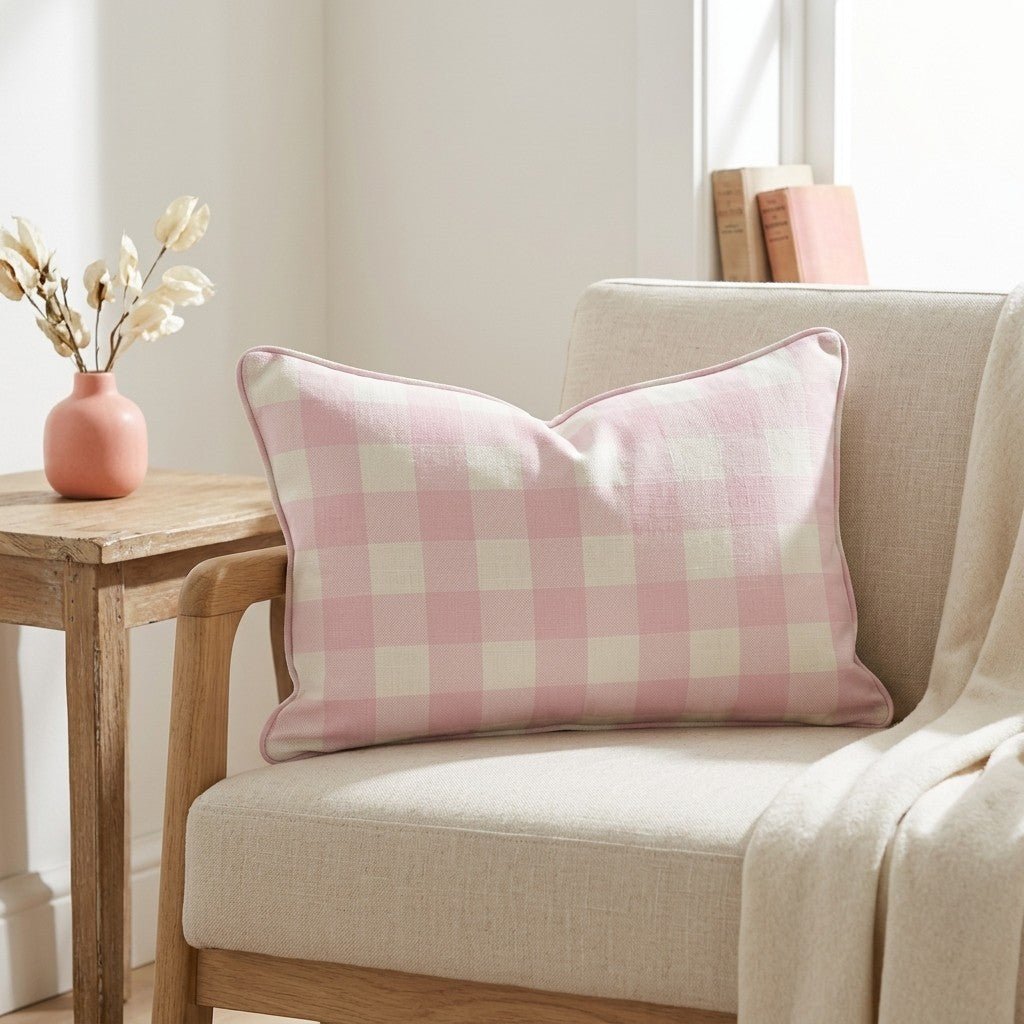 Juliet's Garden Bubble Gingham Throw Pillow