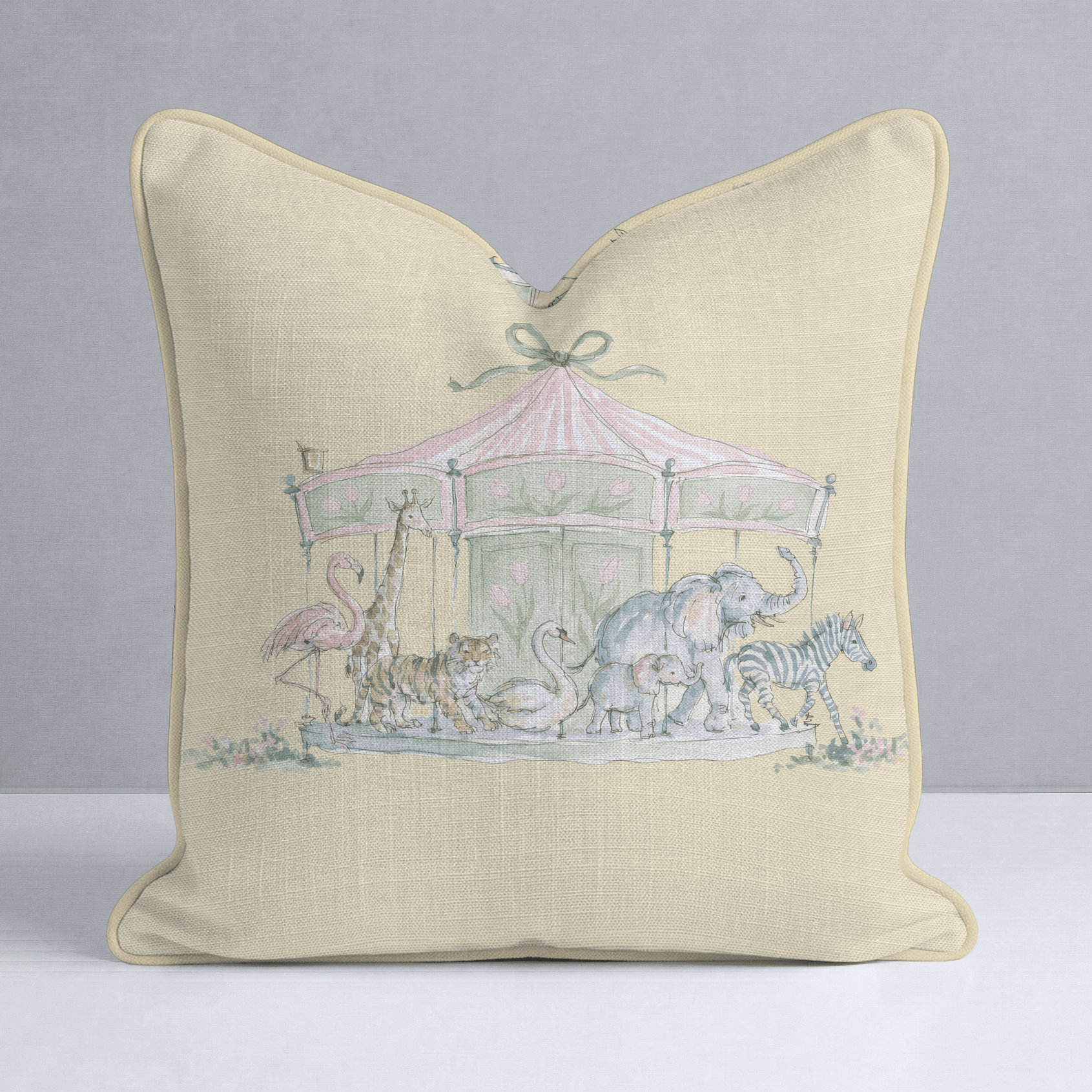 Juliet's Garden Easter Carrousel Throw Pillow - Lemon Park