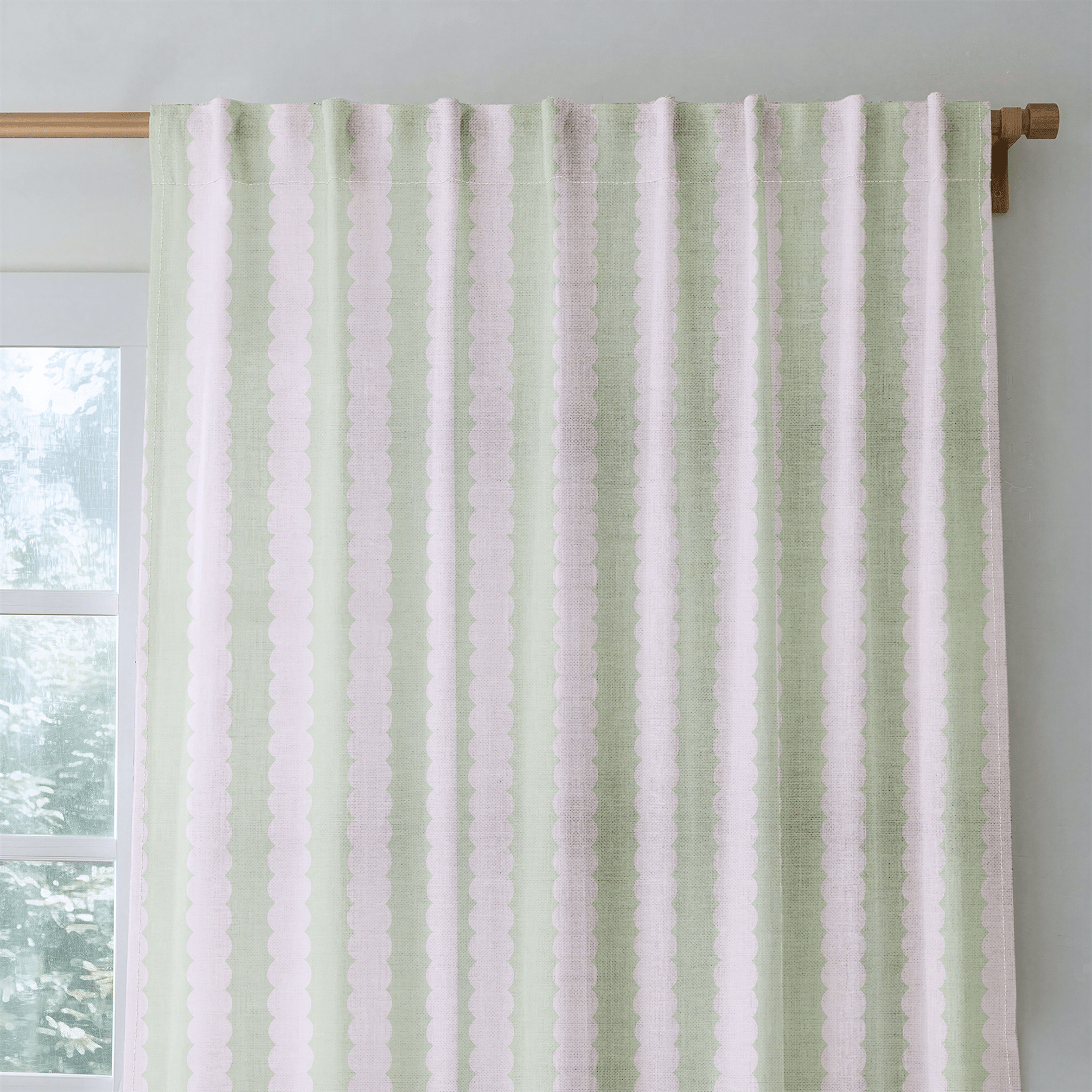 Juliet's Garden Pistachio and Bubble Stripe - Drapery