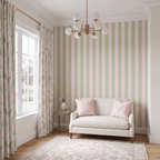 Juliet's Garden Pistachio and Bubble Stripe Wallpaper