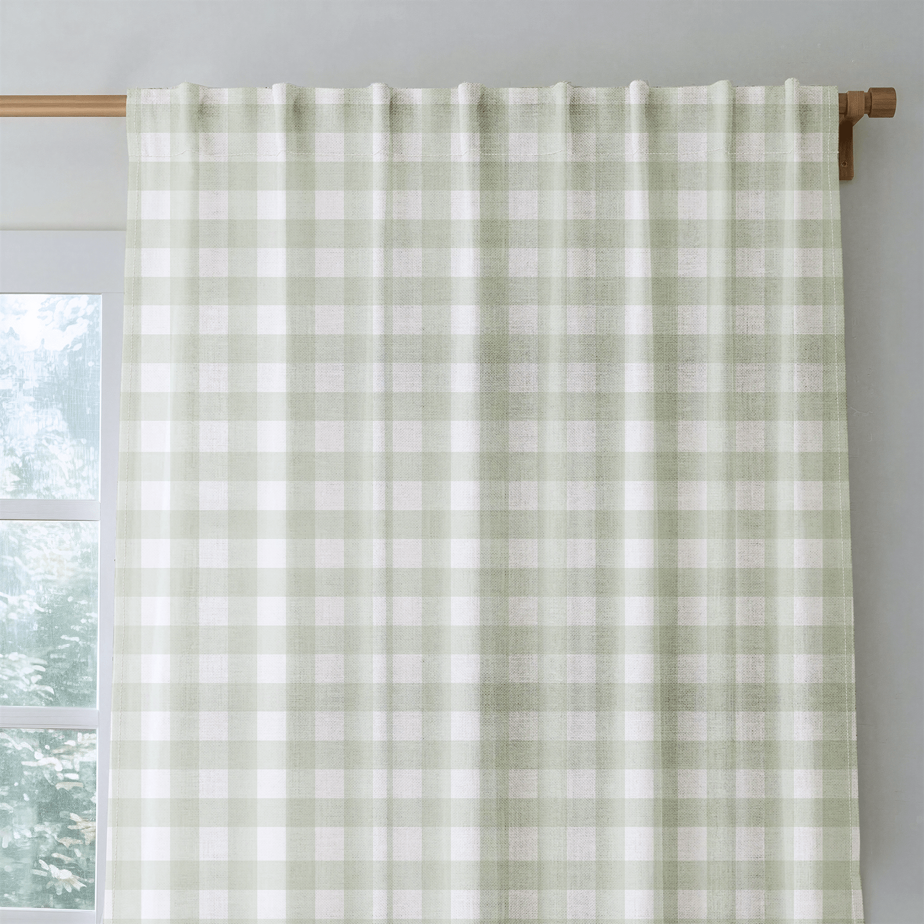 Juliet's Garden Pistachio Gingham - Drapery