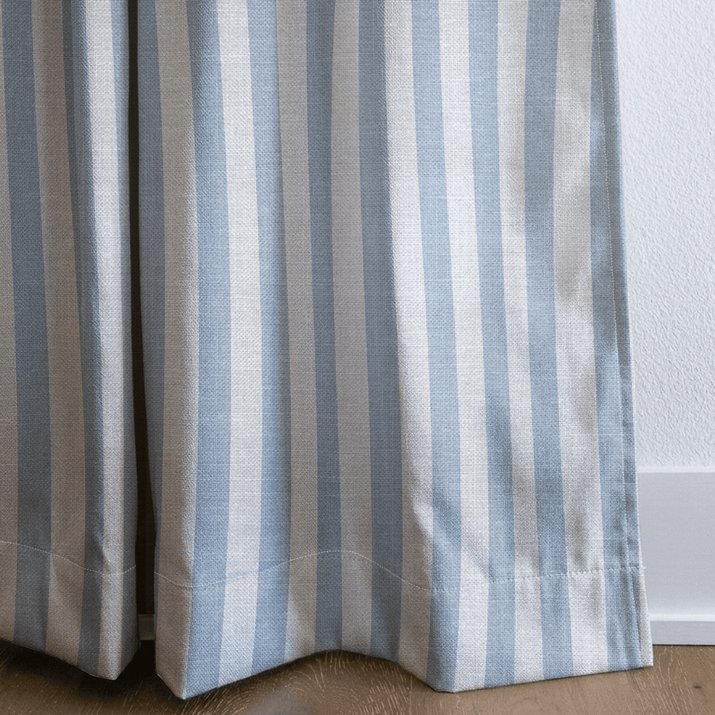 Juliet's Garden Robin Blue Stripe - Drapery - Lemon Park