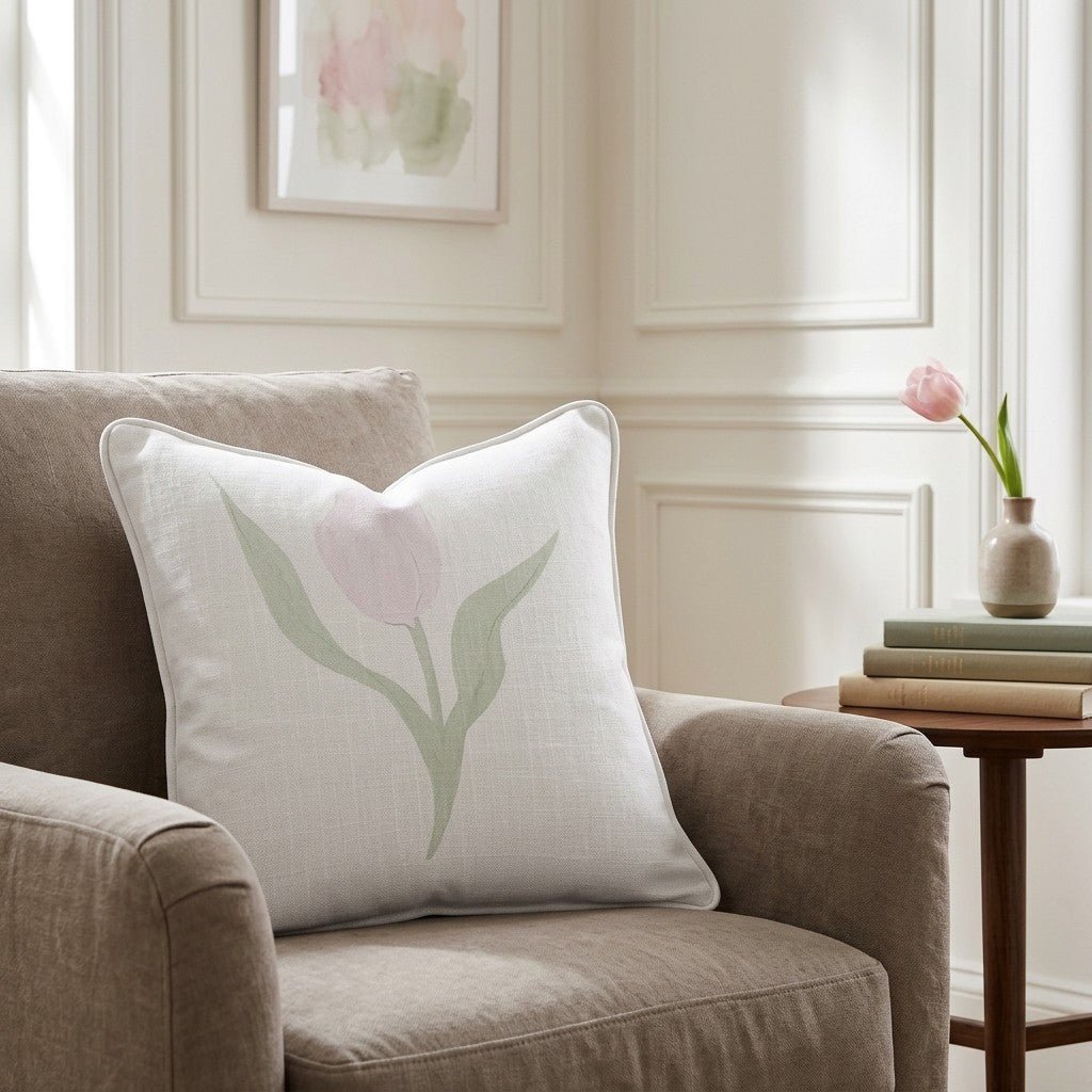 Juliet's Garden Sand Tulip Throw Pillow