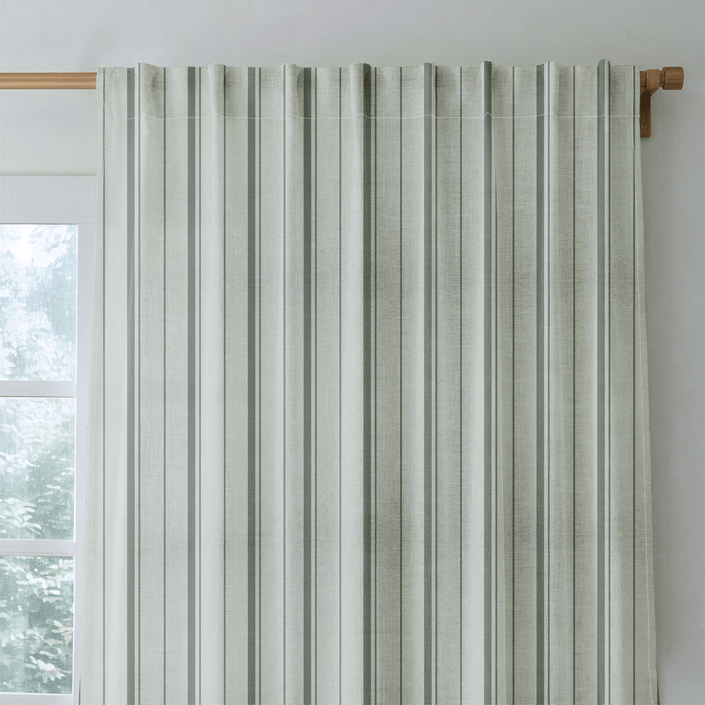 The Silk Garden Sage Stripes - Drapery