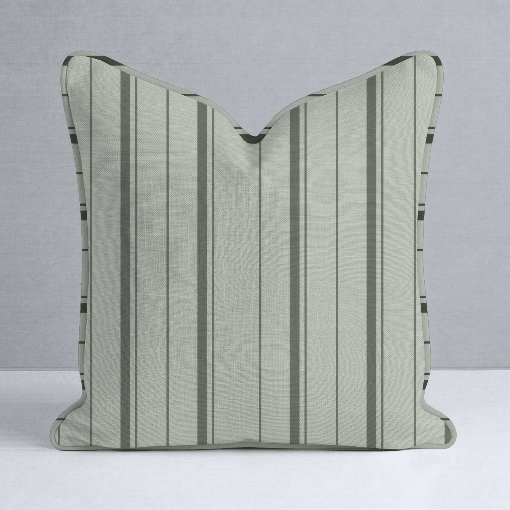 The Silk Garden Sage Stripes Throw Pillow - Lemon Park